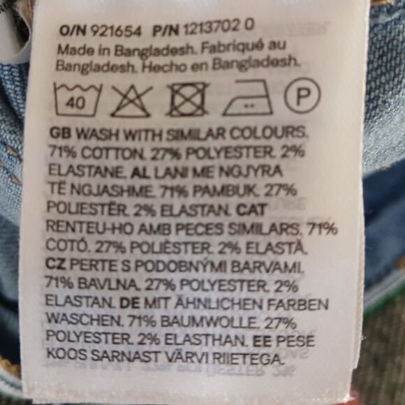 H&M Jeans Stylish Blue Denim Crop High Waist Ruched Pocket Braided Flared Size 6 - Picture 14 of 15